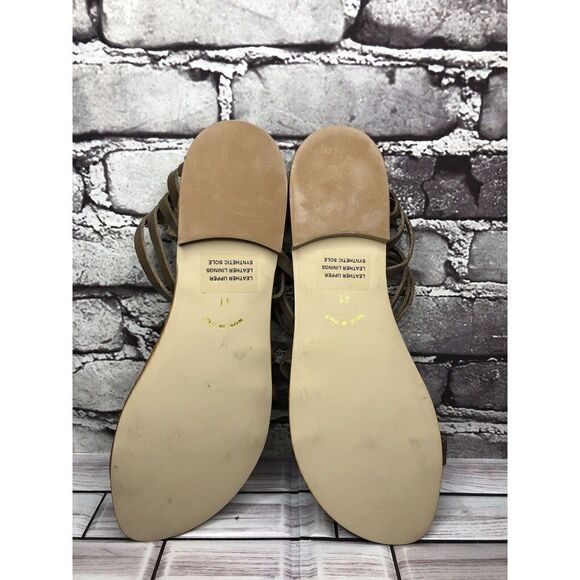 Sundance Taupe Leather Open Strap Back Zip Flats Sandals Women Sz 41EU/10.5M US - Picture 13 of 16